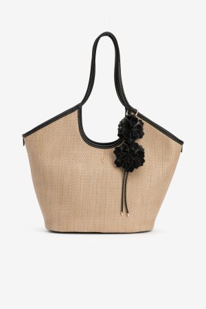 Bolso beige grande flores