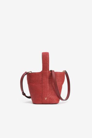 Bolso rojo textura trenzada