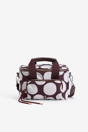 Bolso topos burdeos y blanco