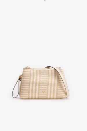 Cartera beige con rayas