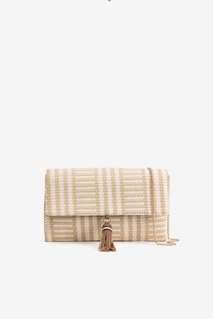 Cartera fiesta beige rayas
